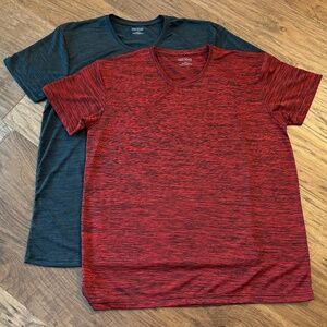 Galaxy by Harvic Pair of Two Red and Black Workout Tops Women's Size Ext…